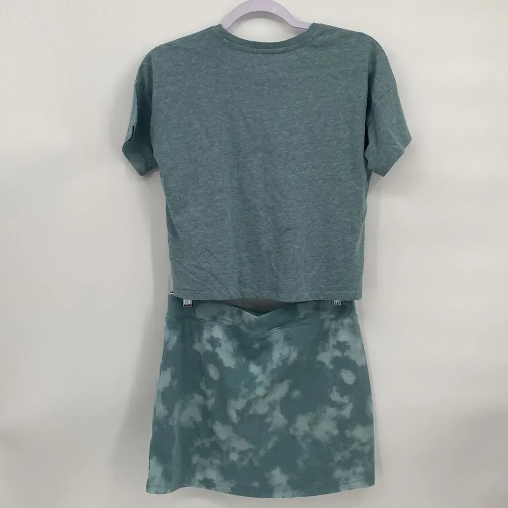 Wonder nation outfit girls green shirt & skort anything is possible XL 14/16
